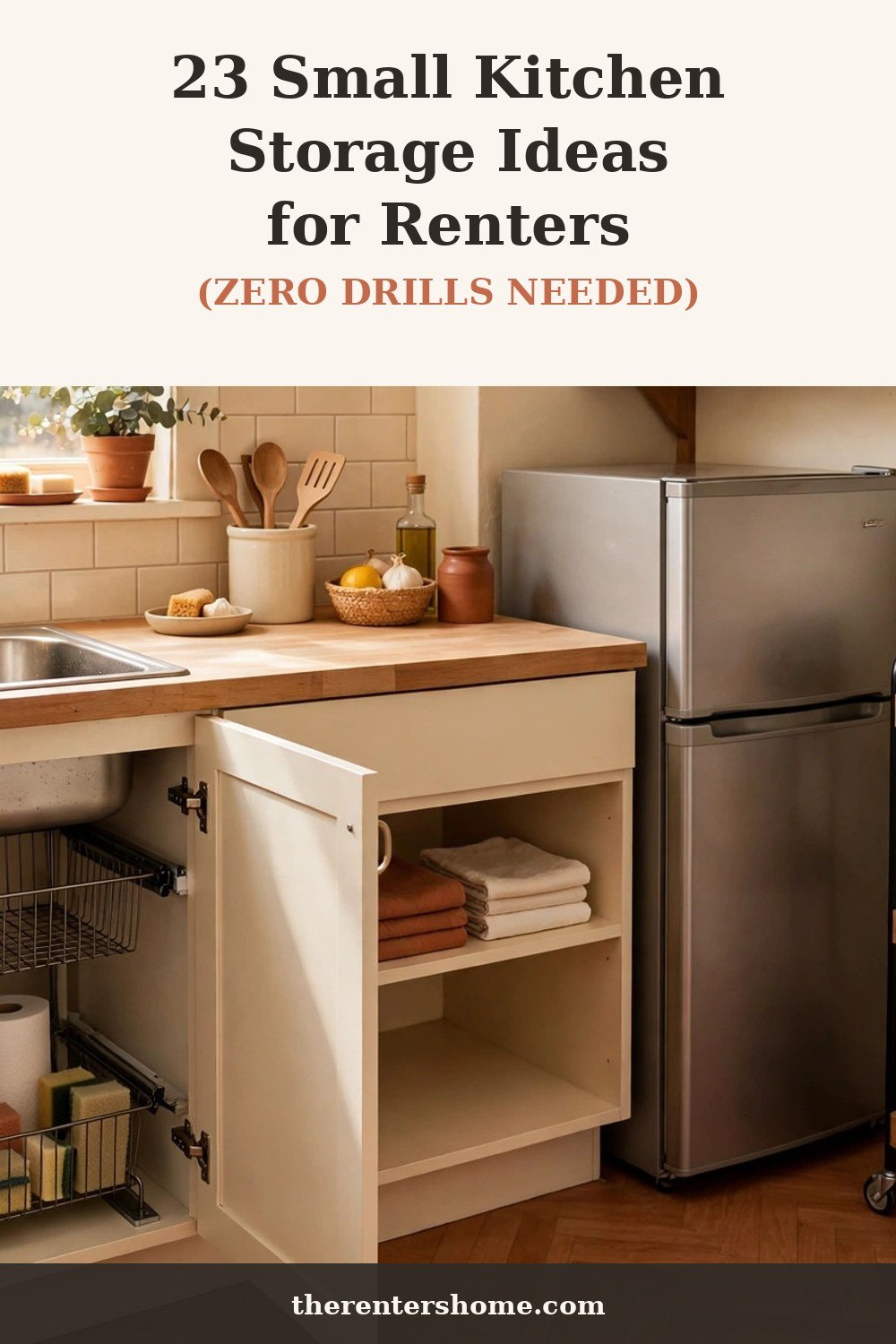 23 Small Kitchen Storage Ideas for Renters — pin for later